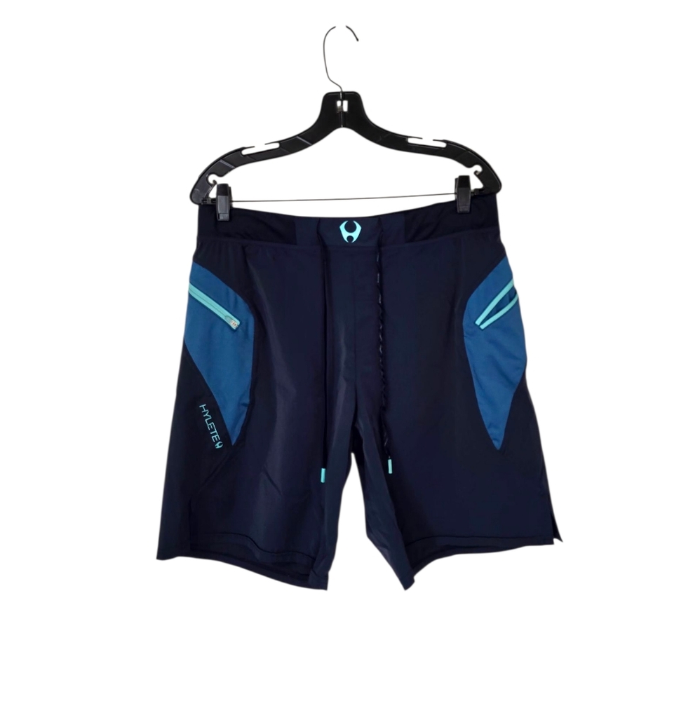 Hylete Men's Cross Training Athletic Shorts Zip Pockets Colorblock‎ Blue Large